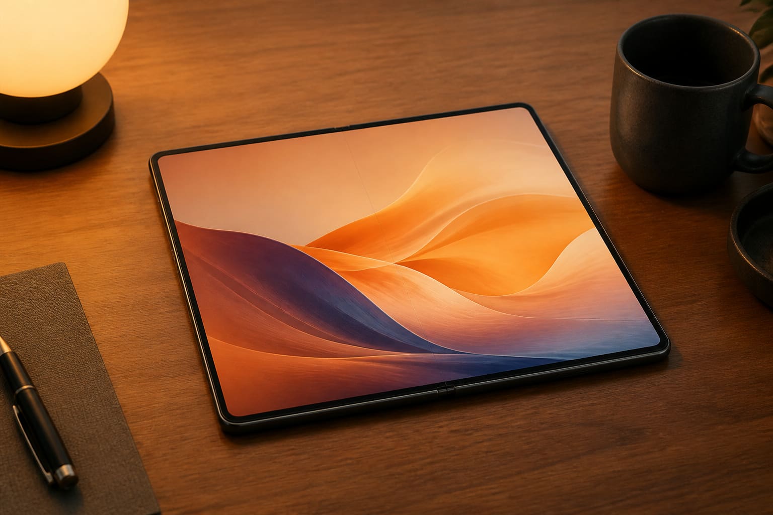 Foldable phone showing split-screen multitasking with two apps