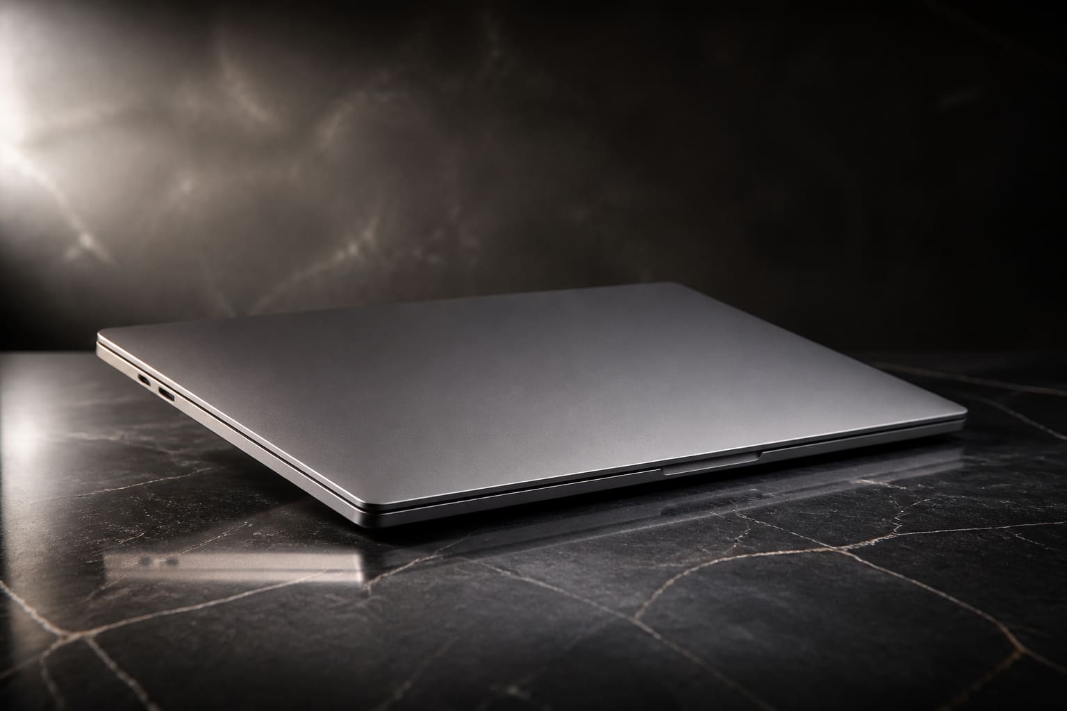 Video editing timeline on a MacBook Pro screen with external SSD connected