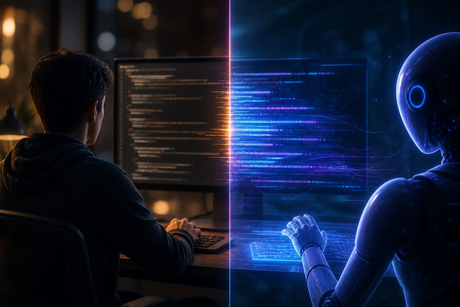 Terminal showing an AI agent running tests and applying fixes iteratively