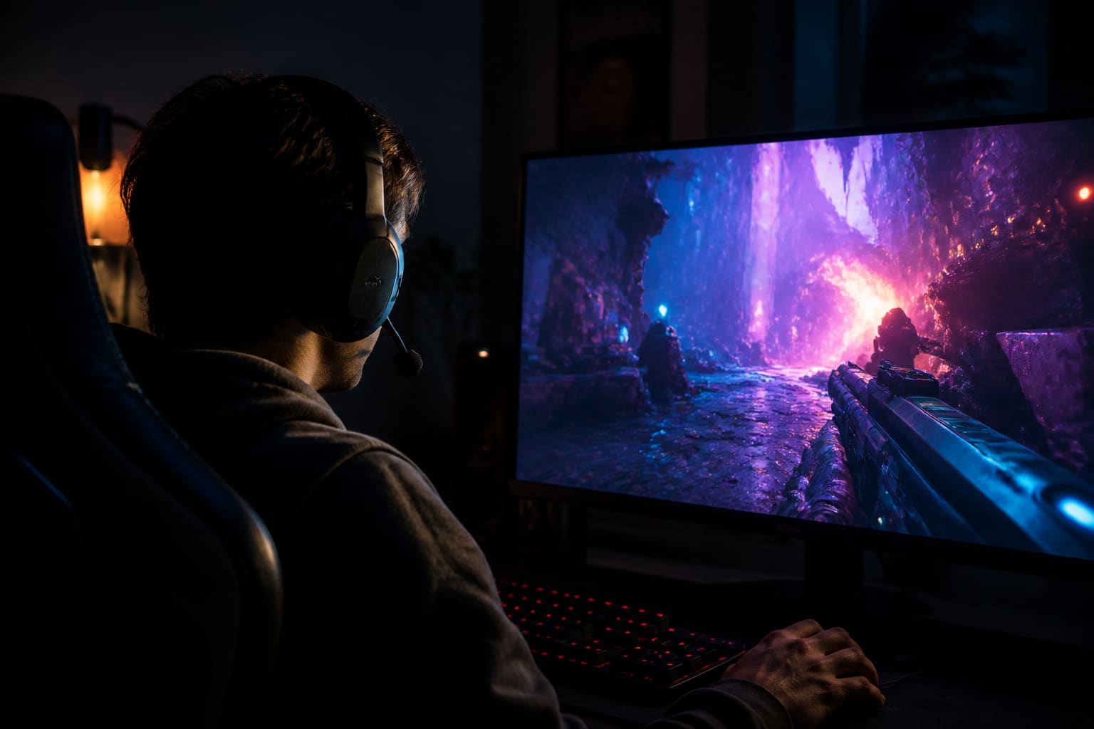 Three gaming headsets arranged on a desk for comparison