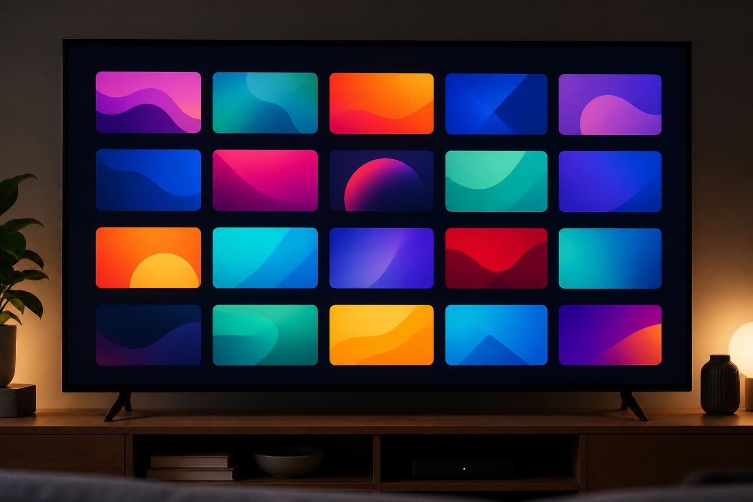 Home cinema setup with soundbar beneath a wall-mounted TV